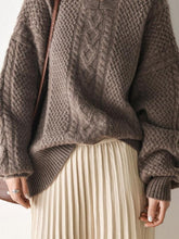 Vintage Loose V-neck Lantern Sleeves Sweater